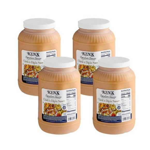 Ken's Foods Chick'n Dip'n Sauce 1 Gallon - 4/Case | Flavorful and Versatile – Premium Creamy Honey Mustard & Smoky BBQ Combination Dipping Sauce, Ultimate High-Volume Foodservice Gallon Jug