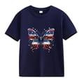 thumbnail image 4 of ZACPNCV Kids Boys Girls USA Letter Print Tees Short Sleeve Crewneck Holiday Tops Patriotic Graphic Shirts Loose Independence Day Clothes Navy 11-12 Years, 4 of 5