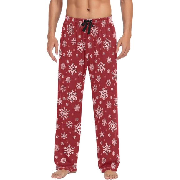 GZHJMY Chrismas Snowflake Pajama Pants for Men, Lounge Pants Lightweight Men Pajama Bottoms with Drawstring Pockets, Christmas New Year Birthday Gifts, Large