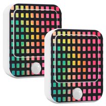 Yayeee 2-Pack Plug in LED Night Lights with Light Sensors Motion Detectors, Pink Block Pattern