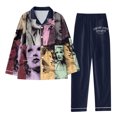 thumbnail image 1 of Spring and Autumn Printed Pajamas Women's Fashion Daily Casual V-Neck Long Sleeve Set Character Pattern Printed Pajama Set, 1 of 2