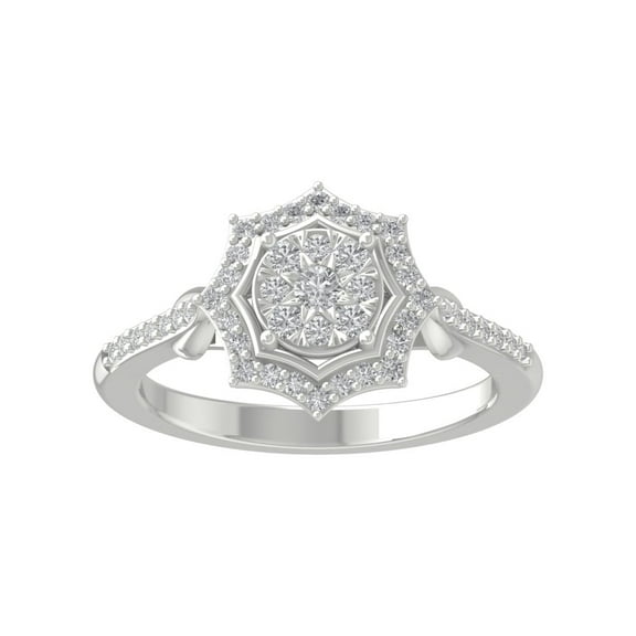 ARAIYA FINE JEWELRY 10K White Gold Lab Grown Diamond Cluster Ring (3/8 cttw, D-F Color, VS1 Clarity) Size 9.5