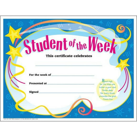 Trend Student of The Week Award Certificate - "Student of the Week" - 8.5" x 11" - 30 / Pack | Bundle of 2 Packs