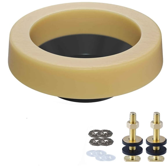 Extra Thick Toilet Wax Ring Replacement Kit, Universal Toilet Seal Ring with Brass Floor Bolts and Retainer Washers, PE Flange Fits Drain Pipes