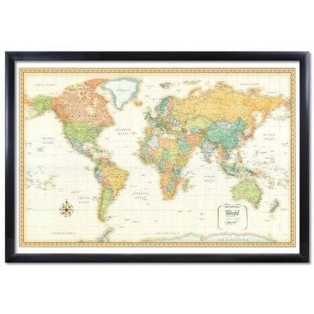 32x50 rand mcnally world classic push pin travel wall map foam board mounted or framed framed black