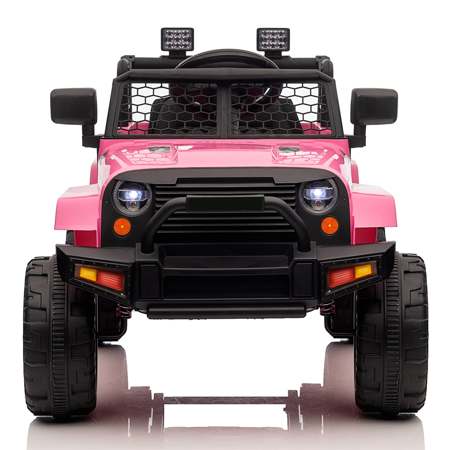 CIPACHO 12V Kids Ride On Truck Car Toy with Parent Remote Control, Spring Suspension, LED Lights, Pink