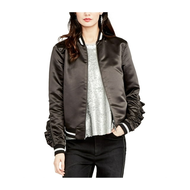 Rachel Roy Veste Bomber à Volants pour Femmes Noir/argent TG