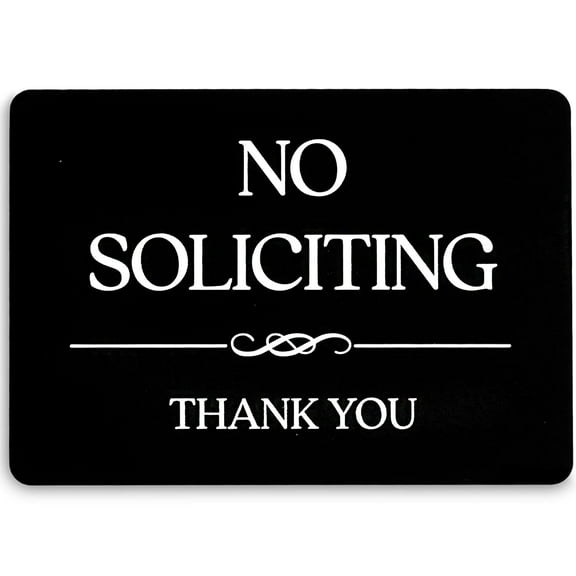 No Soliciting Sign (5 x 3.5 in Black Acrylic) - No Soliciting Sign for House or Business
