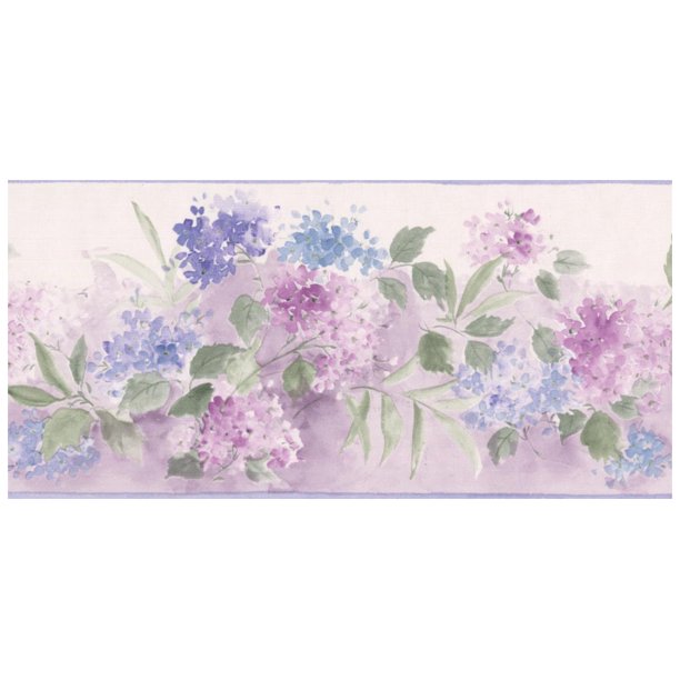 Wall Border Purple Blue Flowers Wallpaper Border Retro Design