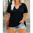 thumbnail image 5 of CASSIE LIZ Plus Size Tops 3X Summer Womens Shirts Black V Neck Fashion Short Sleeve Tee Loose Fit Tunics Spring Blouses Casual Pullover 3XL 22W 24W, 5 of 5
