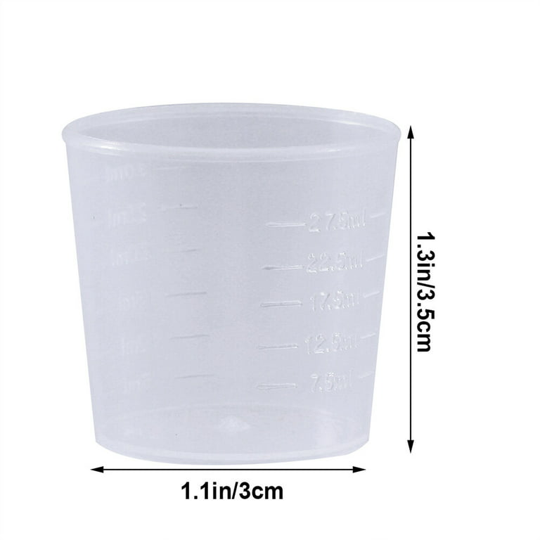 VEIREN 20 Pieces Disposable Measuring Cups Clear Plastic Graduated Mixing  Cup Flexible Liquid Container Calibrated Beaker for Pigment Paint Stain
