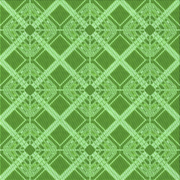 Ahgly Company Indoor Square Patterned Emerald Green Area Rugs, 5' Square