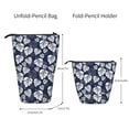 thumbnail image 2 of Lsque White Leaves Pattern Telescopic Pencil Bag Pen Holder Stationery Case, Stand-up Retractable Transformer Bag Organizer, 2 of 6