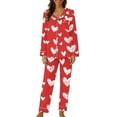 thumbnail image 2 of Censtreet Women Pajama Sets Two-Piece Nightwear Short Sleeve Sleepwear Button Down Pj Lounge Sets with Long Pants, 2 of 6