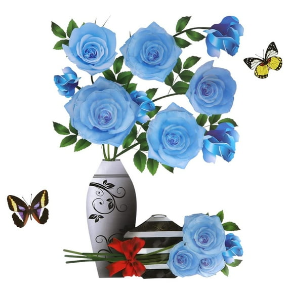 3D Wall Decals Flower Stickers Murals Butterflies Wall Decor for Bedroom Office Bathroom Living Room Floral Superposition Wall Decals Removable Wall Art Decoration Room Wall Decor