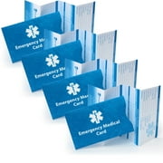 Pack of 4 Emergency Medical ID Cards and Tyvek Sleeves