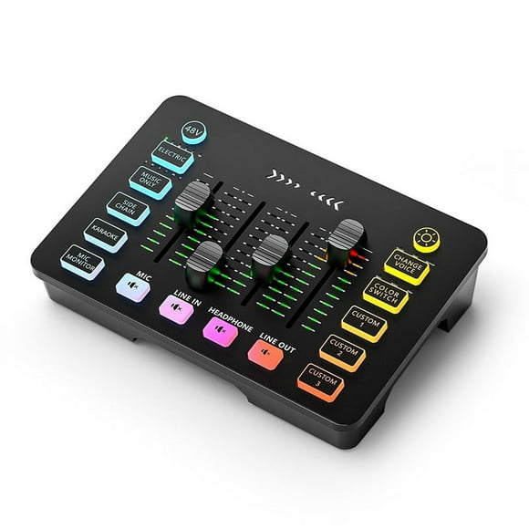 Sound Card Audio Mixer Rechargeable Audio Interface Mixer with XLR Microphone Interface for Podcasting/Recording