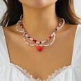 thumbnail image 5 of Necvior Bohemia Fruit Strawberry Pendant Necklace Layer Imitation Pearl Choker Clear Colorful Beads Necklace for Women Teen, 5 of 21