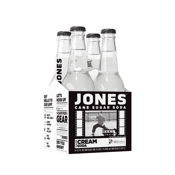 Jones Soda Cream Soda Pop, 12floz, 4 Pack Bottles