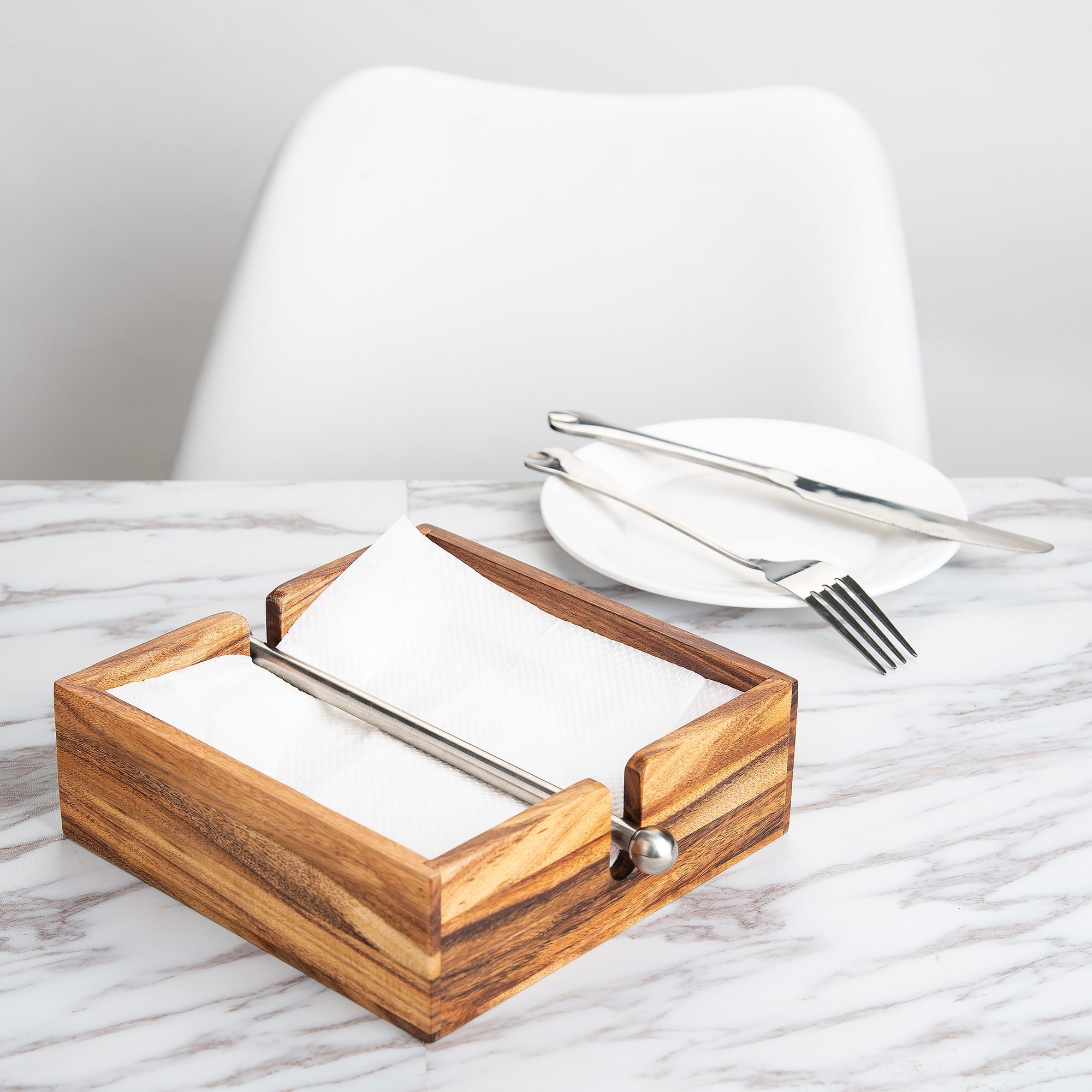 Wood Napkin Holder, Acacia Wood Napkins Holder, With Metal Wire Vertical  Dining Table Napkin Holder, Simple Style Paper Clip For Hotel Or Cafe, Home  Decoration - Temu