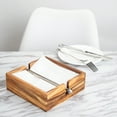 thumbnail image 3 of Ironwood Acacia Wood Napkin Holder with Weighted Stainless Steel Center Bar, 3 of 3