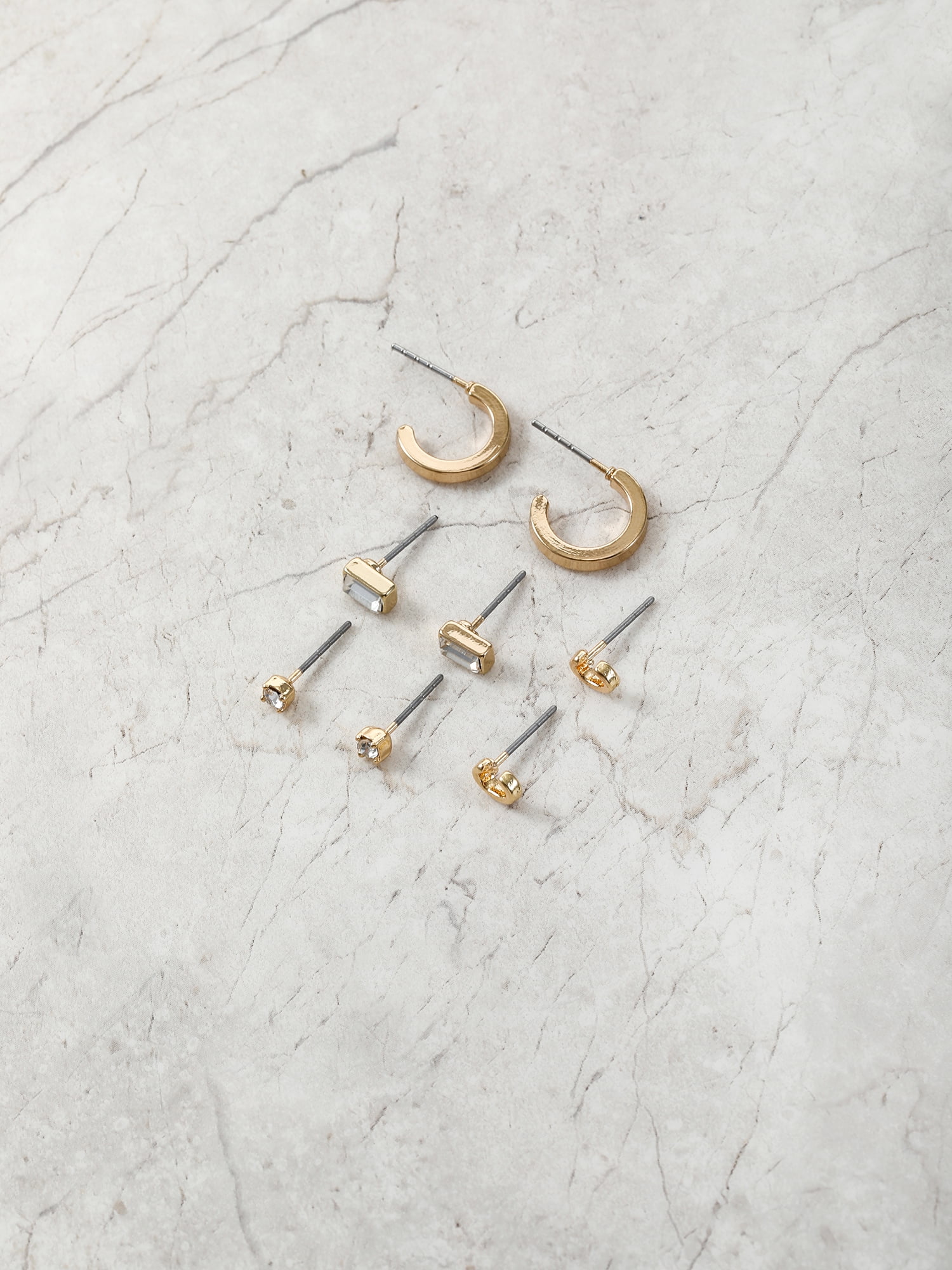 Time and Tru Goldtone Initial Letter Earring Set, 4 pairs, Letter C