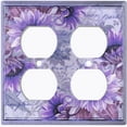 thumbnail image 3 of Metal Light Switch Plate Outlet Cover Purple Floral Leaf Letter Damask FLW060, 3 of 15