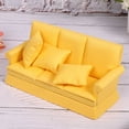 thumbnail image 6 of M Buder 1:12 Doll House Mini Sofa with 3pcs Pillow Living Room Furniture Wooden Decoration Accessories, Yellow (5.9 inches / 15 cm), 6 of 9