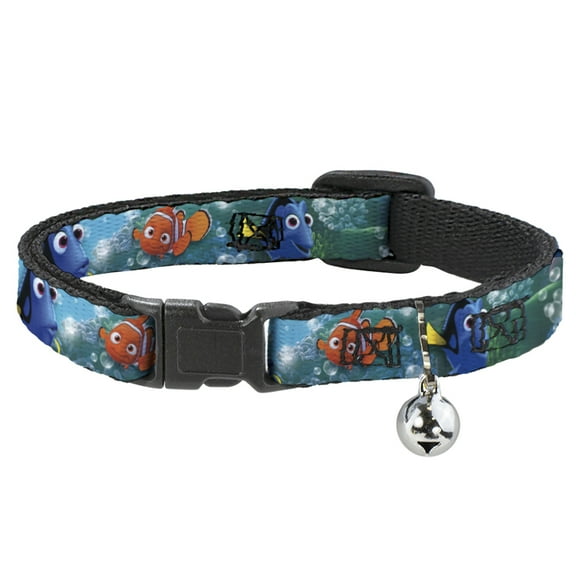 Disney Breakaway Cat Collar With Bell, Plastic Clip, Easy Adjustable, Nemo Dory Poses, 8.5 to 12 Inches 0.5 Inch Wide