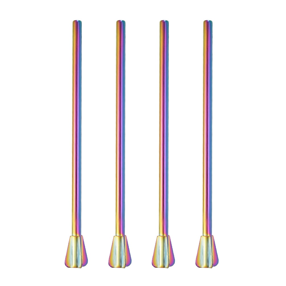 4pcs Stainless Steel Straws Creative Stirrer Reusable Drinking Straw for Frozen Drinks Cocktail (Colorful)