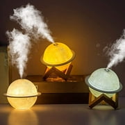 Moon Lamp Humidifier, 2 in 1 Moon Night Light & Humidifiers with USB Recharge, 3 Colors 3D LED Moon Light with Stand, Kids Friend Lover Birthday Gift Bedroom Home Decor 330ml