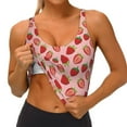 thumbnail image 4 of Vsdgher Strawberries Print Women Sleeveless Athletic Tank Top Built-in Bra Camisole Sports Vest for Yoga Running Fitness Exercise with Removable Pads, 4 of 8