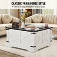 thumbnail image 3 of VEVOR 31.5" Farmhouse Coffee Table, Hinged Square Coffee Table with Large Storage Compartment, Wooden Rustic Cocktail Table for Living Room, Bedroom, Apartment, Studio, Gray & White, 3 of 9
