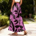 thumbnail image 5 of Bbyeadc Long Skirts for Women A-Line Satin Skirt Flowy Floral Skirt Fashion Party Maxi Skirt with Pocket,Purple Pink(XL), 5 of 5