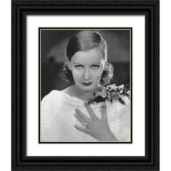 Vintage Hollywood Archive 12x14 Black Ornate Wood Framed with Double Matting Museum Art Print Titled - Greta Garbo, 1929