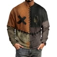 thumbnail image 4 of Fabrcox S-5XL Halloween Shirt for Men Spooky Pumpkin Face Patchwork Mens Sweatshirts Crewneck Funny Fall Waffle Big and Tall Pullover 4XL, 4 of 7