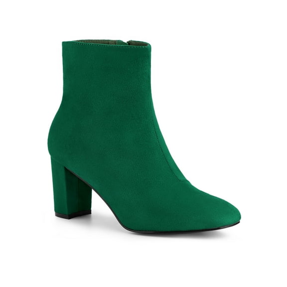 BLISSFUL STEP Valentine's Women's Boot Dress Side Zip Block Heel Ankle Boots Emerald Green 10