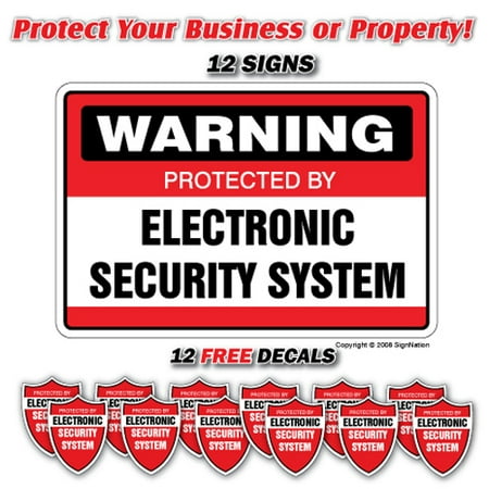 SECURITY SYSTEM SIGN ~12 Signs & 12 Free Decals~ alarm 24 Hour
