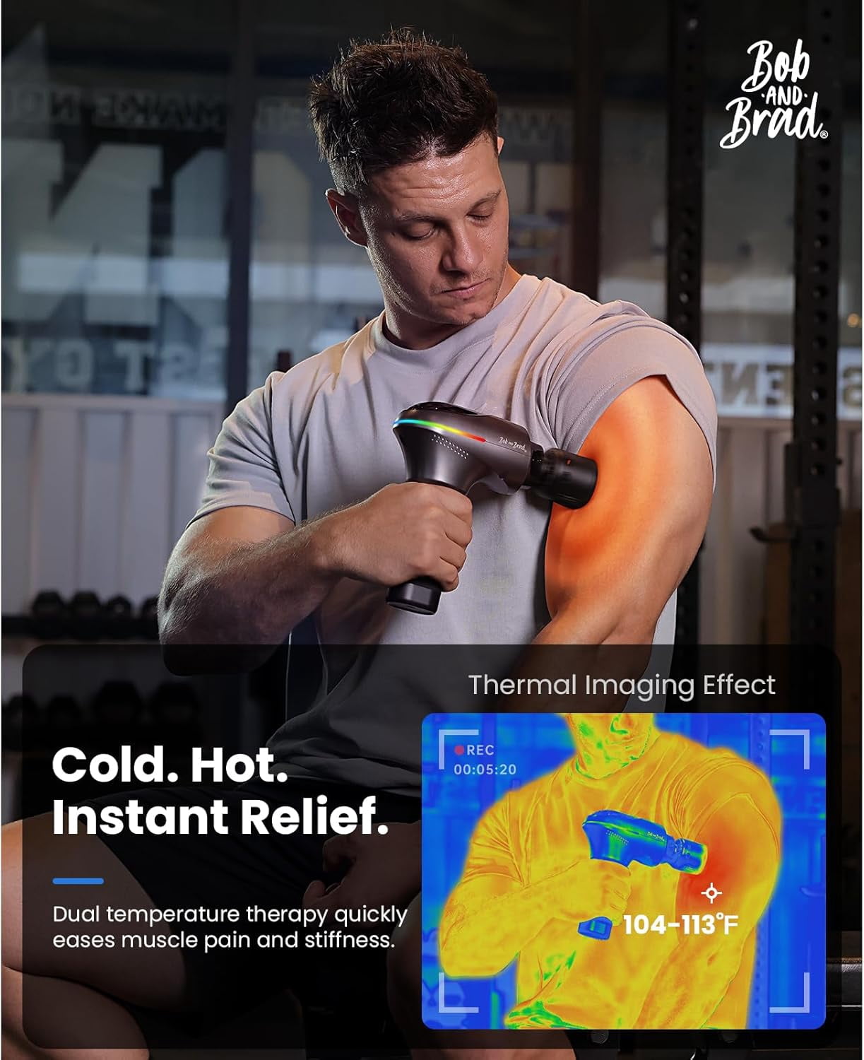 Bob and Brad A2 Pro Percussion Massage Gun with Heat and Cold Therapy Deep Tissue for Athletes Pain Relief,5 Adjustable Speeds,Best Gift,FSA and HSA Eligible