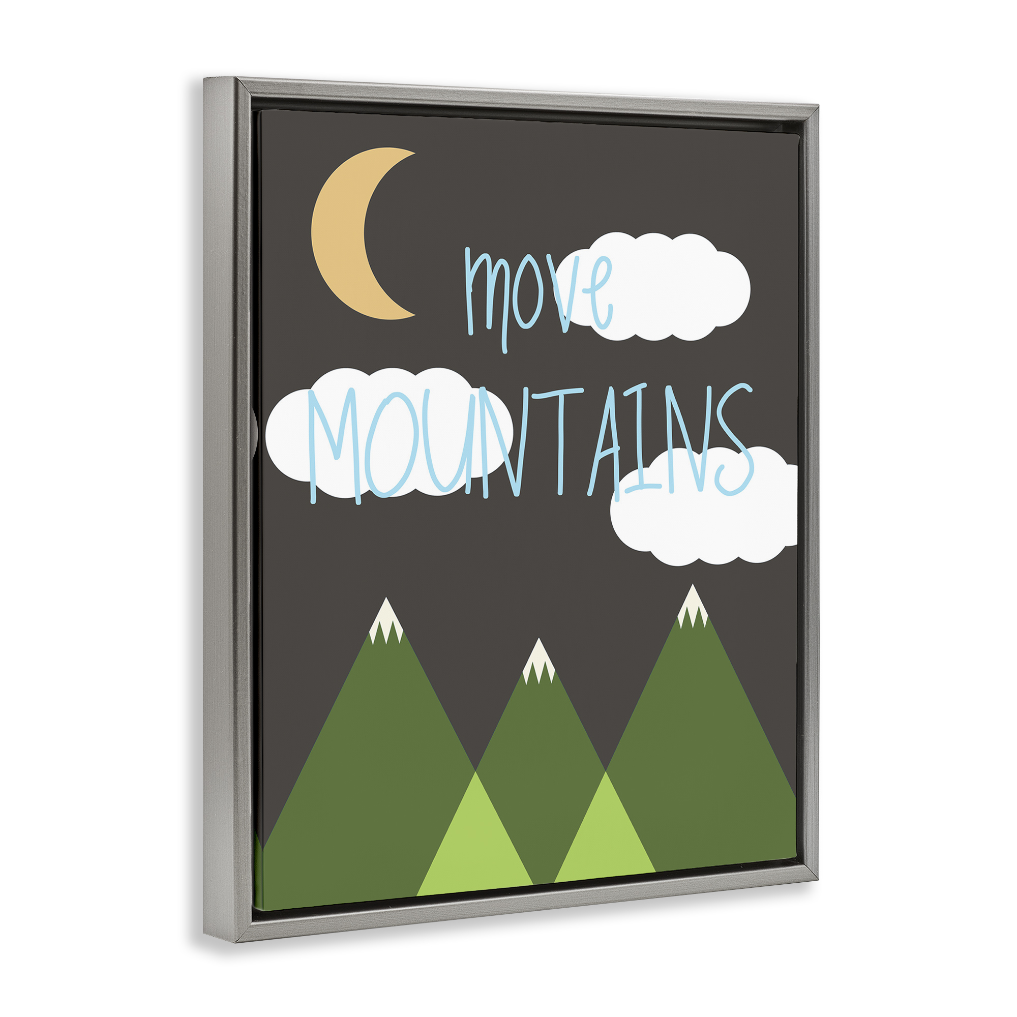 Stupell Industries Inspiring Move Mountains Landscape Painting Gray Floater Framed Art Print Wall Art, 17 x 21