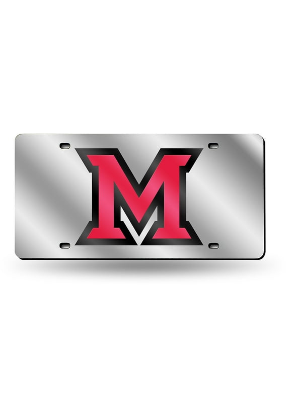 Miami of Ohio RedHawks NCAA Mirrored Laser Cut License Plate Laser Tag