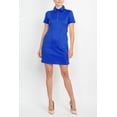 thumbnail image 3 of London Times Collared Button Short Sleeve Bodycon Solid Short Scuba Dress with Pockets-AZURE / 10, 3 of 16