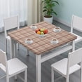 thumbnail image 3 of Beige Brown and Red Checkered Pattern Square Fitted Tablecloth with Elastic Edge,Square Table Cover,Washable Elastic Table Cover for Home Kitchen Party Decor 36"x36", 3 of 6