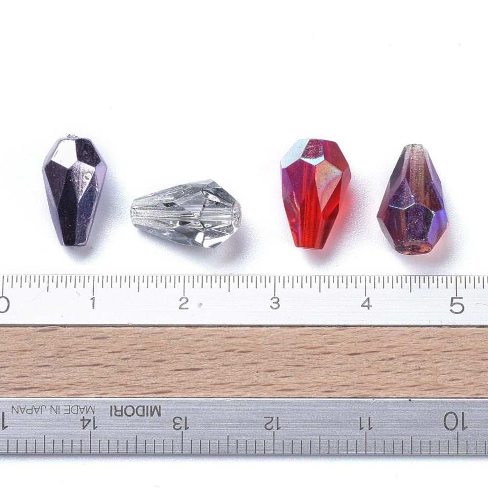 1bag Electroplate Czech Glass Beads Faceted Teardrop AB color Mixed color 12x8mm Hole: 1.2mm about 120pcs/bag