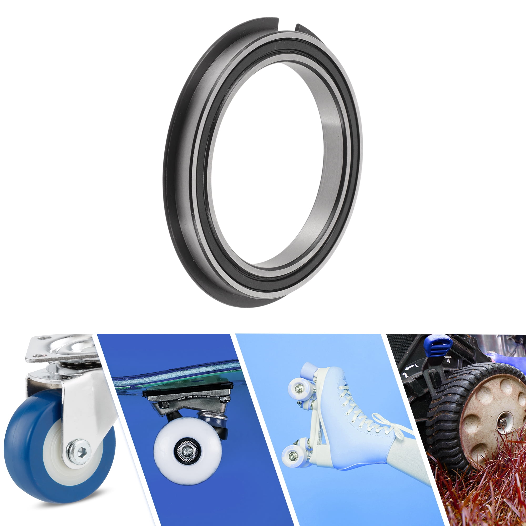 Unique Bargains 6813NR2RS Deep Groove Ball Bearings 65x85x10mm P0 Double Rubber Seal Lubricated Bearings 1 Pc Car Scooter Skateboard Wheel Universal Silver Tone Black