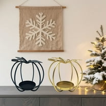 Festival Wrought Iron Hollow Pumpkin Tealight Candle Holder Halloween Metal Candlestick for Home and Restaurant Decors