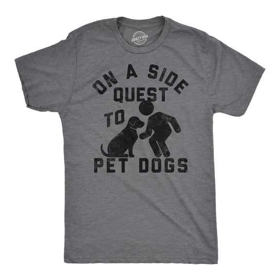 Mens Funny T Shirts On A Side Quest to Pet Dogs Sarcastic Puppy Graphic Tee for Men Graphic Tees