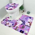 thumbnail image 2 of Purple Butterfly Flower Text Pattern Bathroom Rugs Sets 3 Piece,Toilet Cover Set,Absorbent Non Slip Bathroom Mats Sets with U-Shaped Contour Rug Toilet Rug Set, 2 of 5