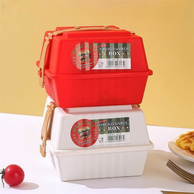 Bowayaoa Boîte Bento Portable pour Hamburgers pour Adultes, Contenant à Lunch Réutilisable avec Multiples Compartiments, Rangement Alimentaire Écologique et Refermable pour le Travail, les Voyages et les Pique-Niques