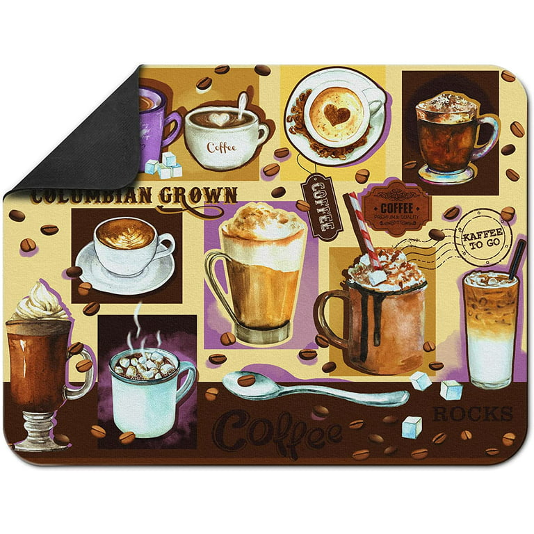 Cafe Theme Coffee Mat 24x18 Inch for Kitchen Counter, Silicone Dish Drying  Mats for Coffee Bar Coffee Machine Coffee Maker or Countertop Protector Mat  